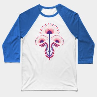 MIMOSA Art Deco Floral in Bright Red Royal Blue Pink - UnBlink Studio by Jackie Tahara Baseball T-Shirt